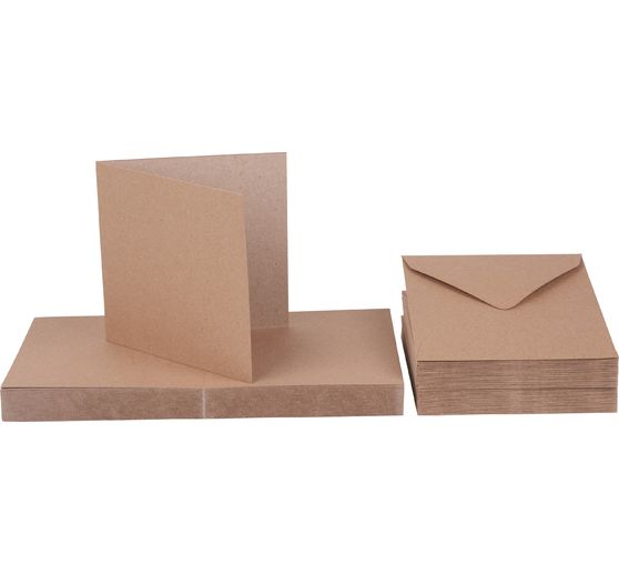 Doppelkarten mit Umschlägen "Kraftpapier", 12,5 x 12,5 cm, 50 Stück