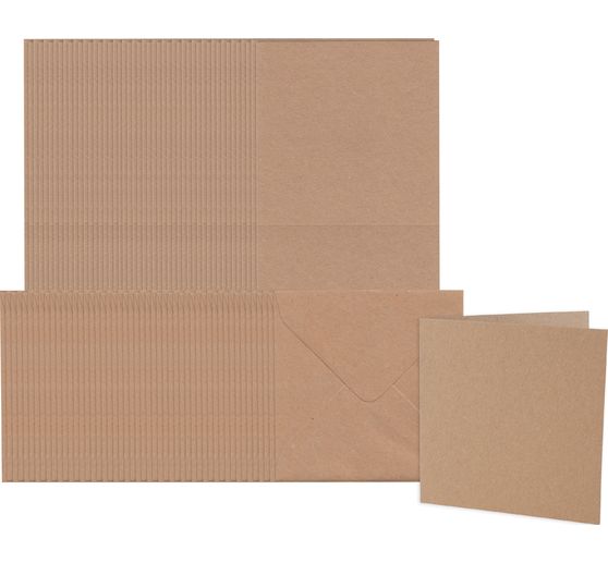 Doppelkarten mit Umschlägen "Kraftpapier", 12,5 x 12,5 cm, 50 Stück