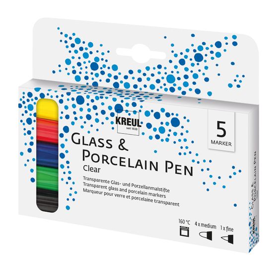 KREUL Glass & Procelain Pen "Clear", set of 5