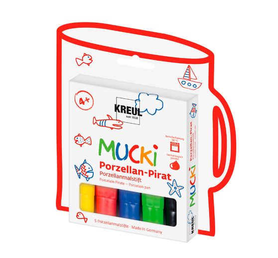 Mucki Porzellan-Pirat, Porzellanmalstift, 5er-Set