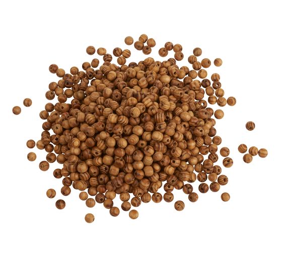 Perles bois nervures naturelles VBS, Ø 8 mm, 100 g