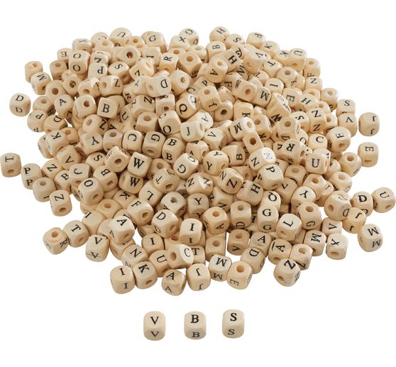 Perles lettres VBS « Bois », 200 g