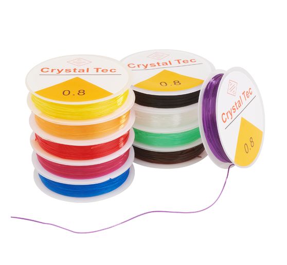 VBS Rubber cords "Magic Stretch", colorful mix, 0.8 mm, 10 rolls á 5 m