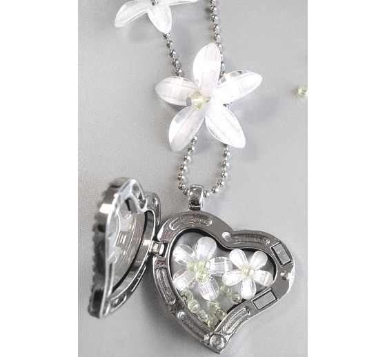 Medaillon-Anhänger "Herz mit Strass"