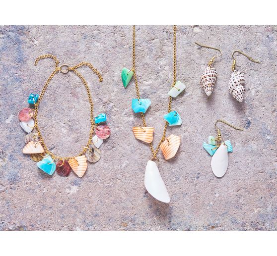Shell beads, colourful mix, 100 g
