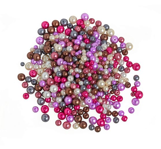 Assortiment de perles en verre cirées « Violet-Multicolore », 150 g, 4, 6 et 8 mm
