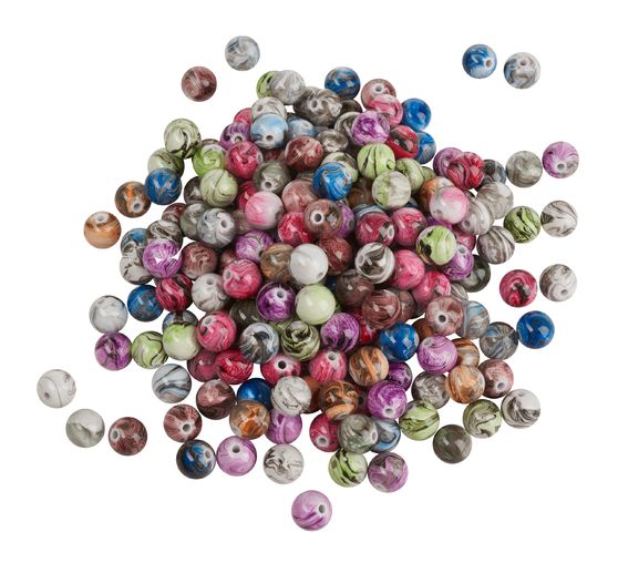 VBS Acrylic beads "Colorful opaque marbled", Ø 12 mm, 200 g