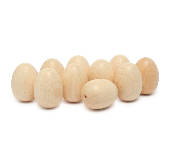 Holz-Eier, oben gebohrt, 30 x 40 mm