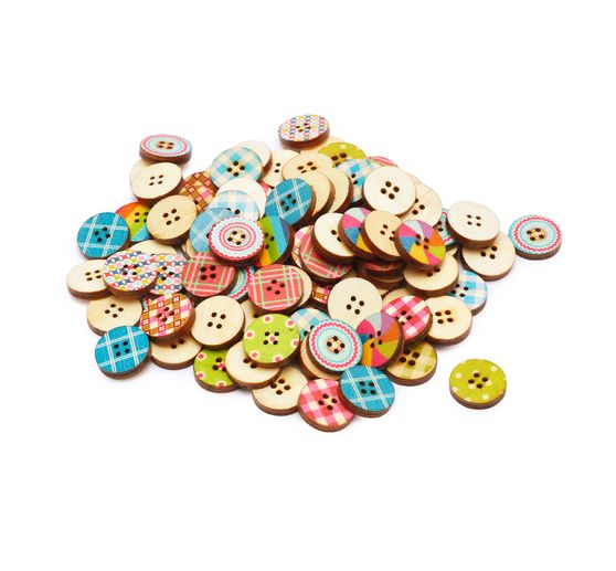 Boutons en bois VBS « Fashion Mix », 100 pc.