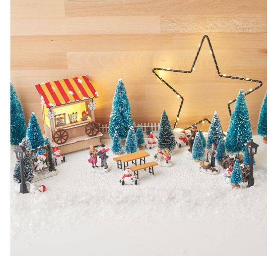Kit de construction en bois VBS « Stand de marché », éclairage LED inclus
