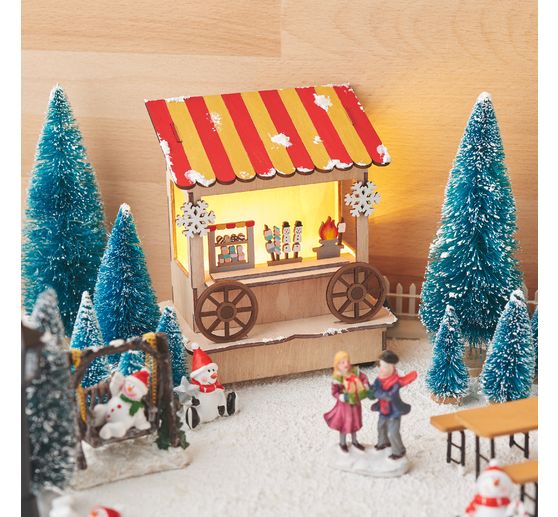 Kit de construction en bois VBS « Stand de marché », éclairage LED inclus