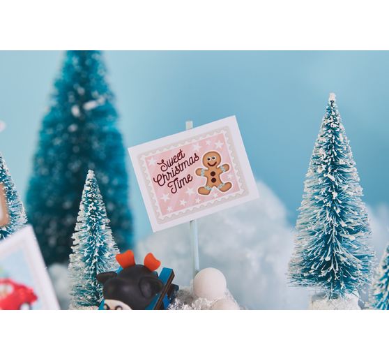 VBS Miniatur Tannenbaum, 16er-Set, beschneit
