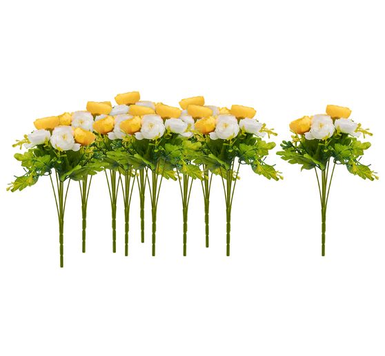 VBS Ranunculus, artificial, White/Yellow, approx. 28 cm, 10 pieces