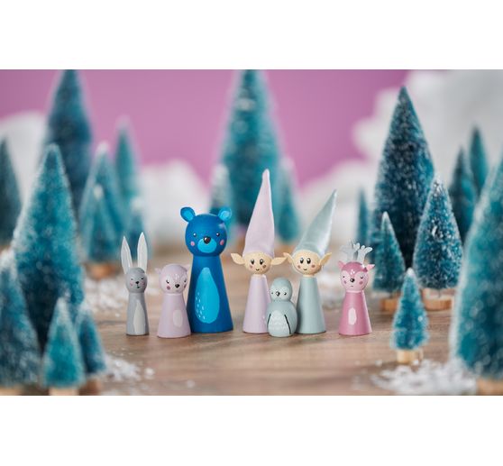 VBS Miniatur Tannenbaum, 16er-Set, beschneit