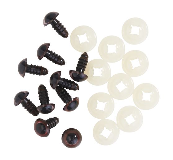 Bear eyes brown, Ø 9 mm, 10 pieces