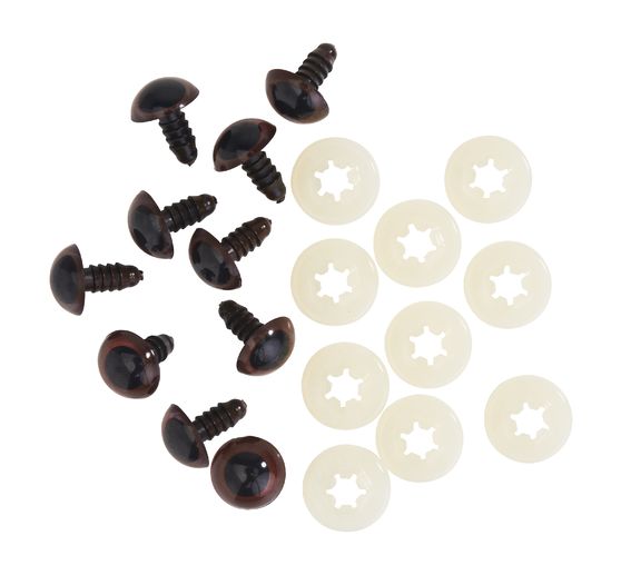 Bear eyes brown, Ø 12 mm, 10 pieces