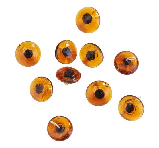 Bear eyes with eyelet, brown,Ø 12 mm, 10 pieces