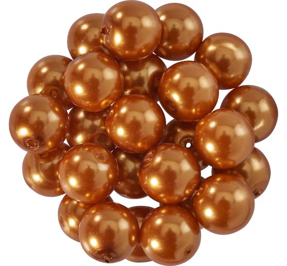 Glass wax beads, Ø 8mm, 25pcs, golden yellow (light orange)