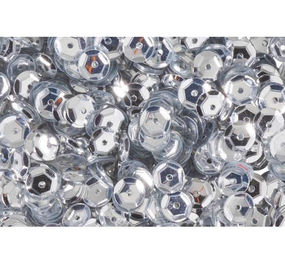 Sequins métall., bomb. env.1400 pc., env. Ø6 mm, Argent