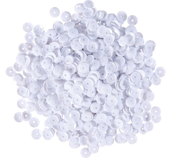 Sequins métall., bomb. env.1400 pc., env. Ø6 mm, Argent