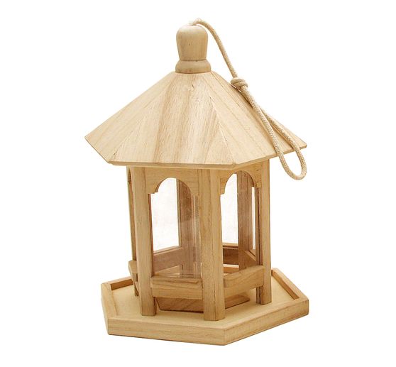 VBS Mangeoire pour oiseaux en bois, hexagonale, env. 20 x 17 x 25 cm