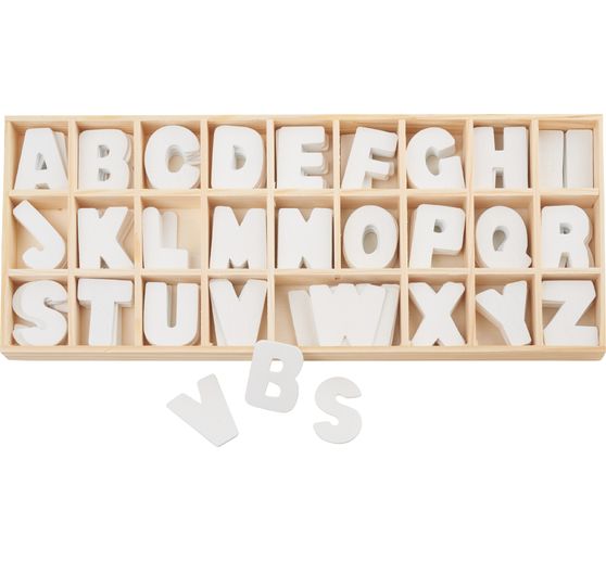 VBS Holz-Buchstabensortiment, 156 weiße Buchstaben
