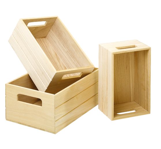 VBS Caisses en bois, lot de 3