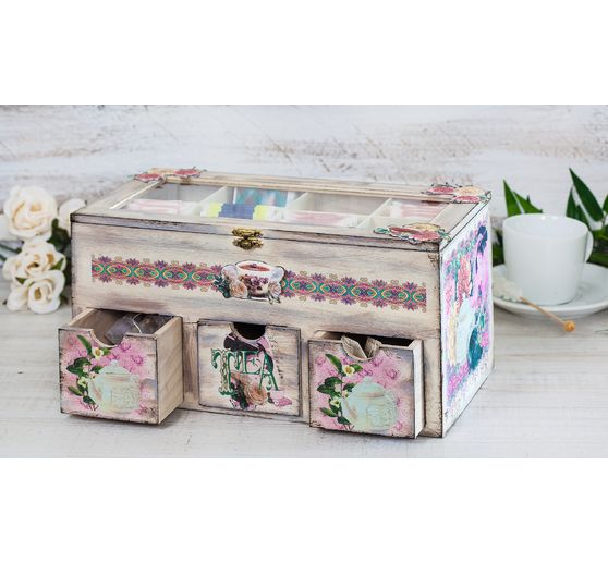 VBS Teebox mit 3 Schüben und Sichtfenster