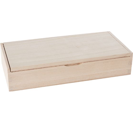 Boîte en bois/Plumier VBS, bois brut, env. 21 x 10,5 x 4,5 cm