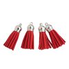 Leather tassels Silver/Red