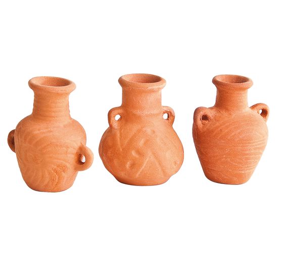 Mini-vases en argile, set de 3, env. H 3,4 cm.
