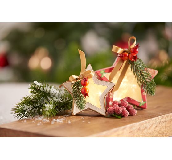 Star boxes, set of 2, Pappmachè