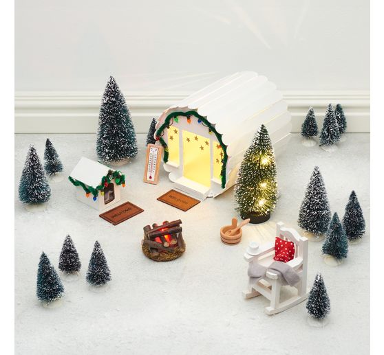 VBS Miniatur Tannenbaum, 16er-Set, beschneit
