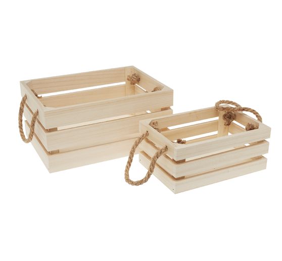 VBS Wooden boxes with slats, set of 2