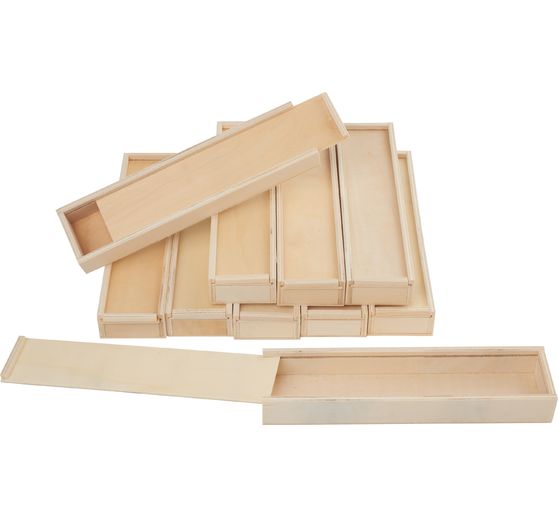 VBS Wooden boxes with sliding lid, 10 pieces