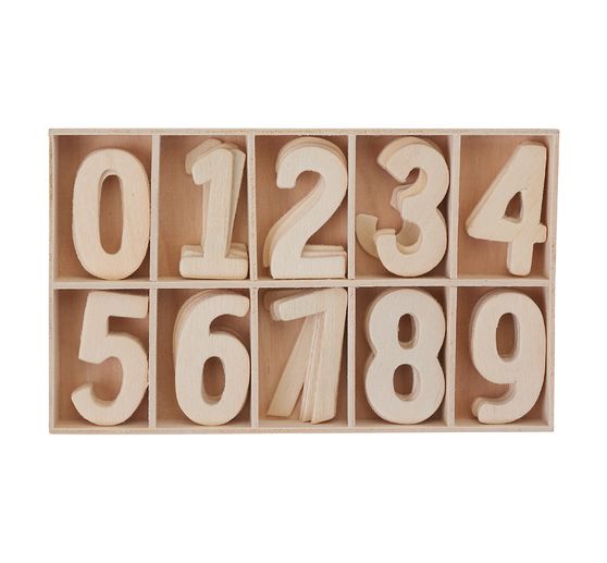 Assortiment de chiffres en bois VBS, 50 pc.