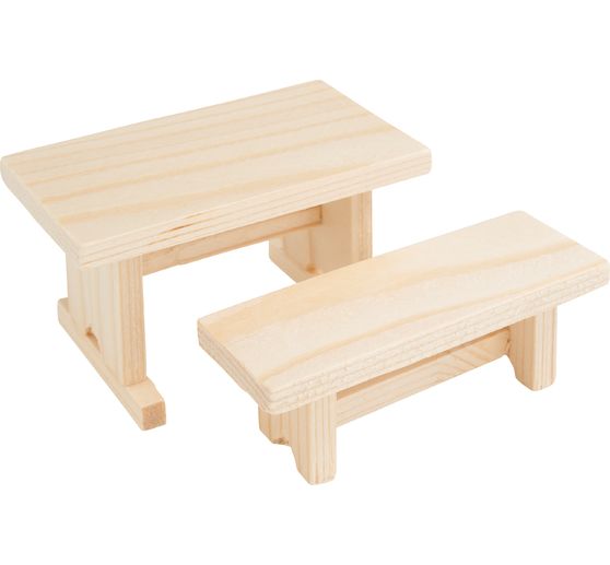 Wooden bench and table