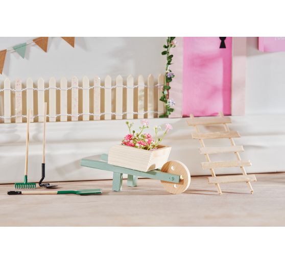 Wooden wheelbarrow, 12 cm