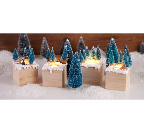 VBS Miniatur Tannenbaum, 16er-Set, beschneit