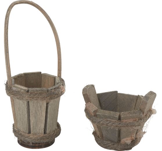 VBS Wooden bucket and wooden tub, set of 2