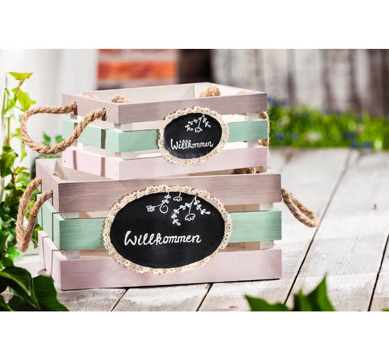 Cagettes en bois VBS, set de 2