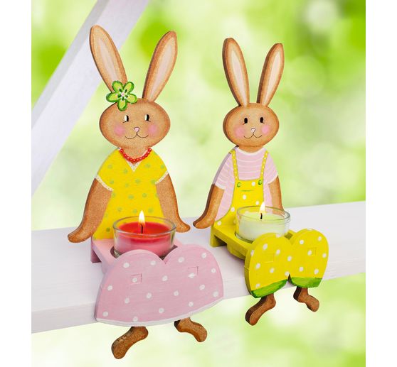 Figurine bord d'étagère « Lapine Daisy », bois MDF, env. H 21,5 x l 9,5 x P 7,5 cm