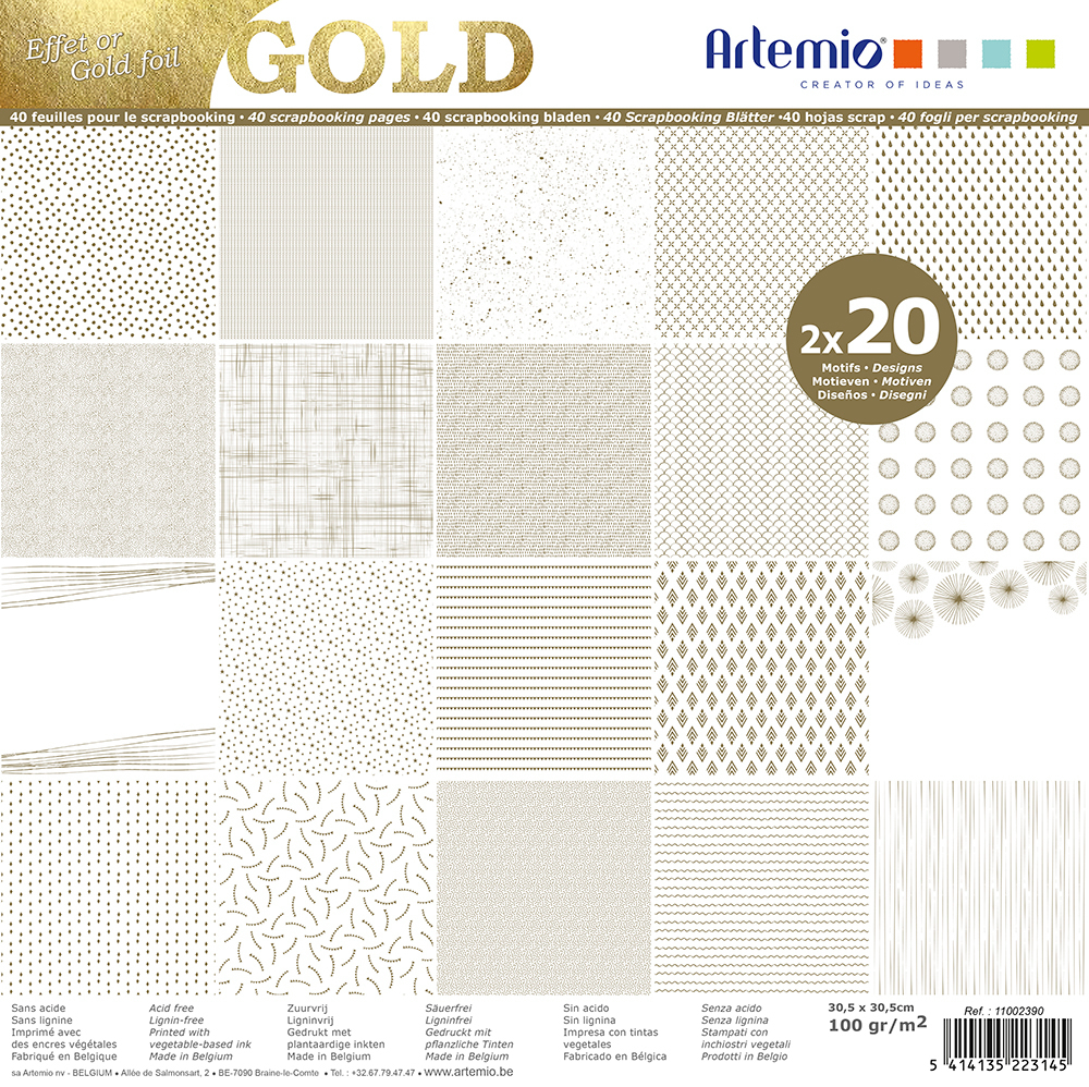  Artemio 30 Sheets of Scrapbooking Paper 30 x 30 cm Japan Foil  Gold : Arts, Crafts & Sewing