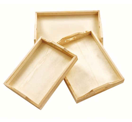 Montessori Materials 3 Piece Wooden Tray Set