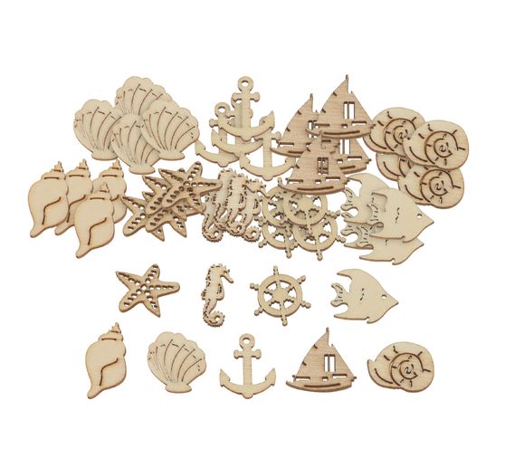 Wood scatter decoration "Maritime", 45 pieces