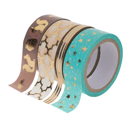 Washi Tape Set "Hot Foil", Turquoise/Gold