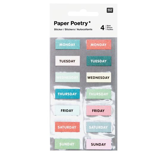 Stickers « Jours de la semaine », 4 planches
