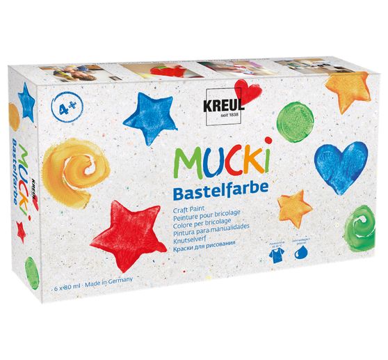 MUCKI Bastelfarbe, 6er Set à 80 ml