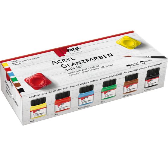 Set de peintures acryliques brillantes KREUL, 6 x 20 ml