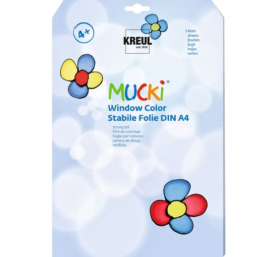 MUCKI Window Color stabile Folie, DIN A4, 3 Blatt